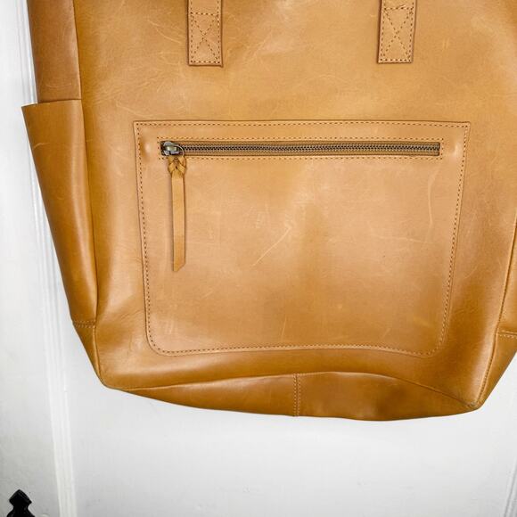 ABLE Phebe Soft Tote Shoulder Bag Full Grain Leather Functional Work Cognac OS - Picture 13 of 16